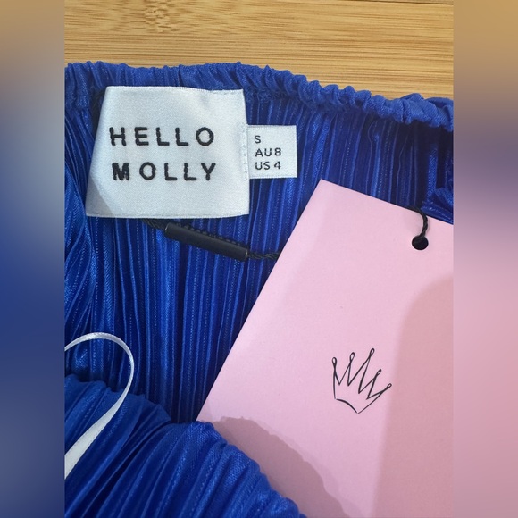 New! HELLO MOLLY LIVING UPTOWN PLISSE STRAPLESS MINI DRESS BLUE - Picture 7 of 10